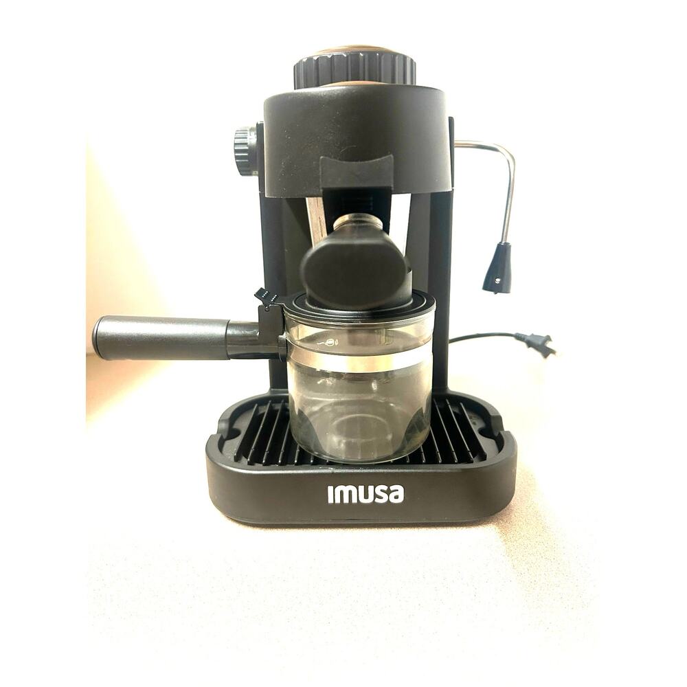 Imusa 4 Cup 800W Espresso/Cappuccino Machine -Black-Counter Top-Coffee-Brew-Hot